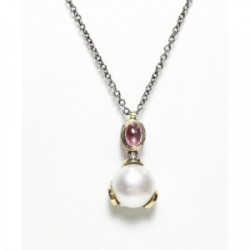 COLLAR STYLIANO PERLA Y TURMALINA ROSA