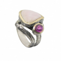 Anillo de concha rosa y turmalina rosa