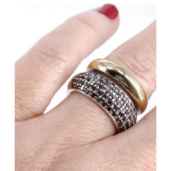 Anillo plata oro 9k y zirconitas