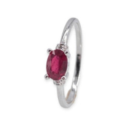 Anillo oro blanco, rubí, diamantes