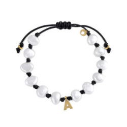 Pulsera oro 18K perlas macramé