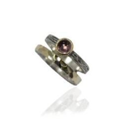Anillo Styliana plata oro turmalina rosa