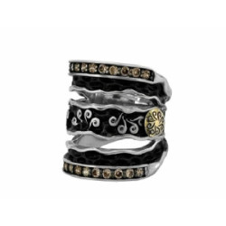 Anillo plata, oro 18k, zirconitas