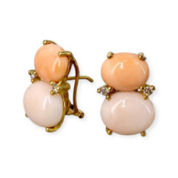 Pendientes oro 18k coral diamantes