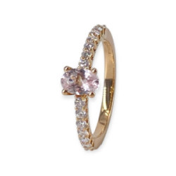 Anillo oro 18 k morganita diamantes