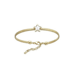 Brazalete Mi Primera Joya, plata,  estrella con nacar, dorado