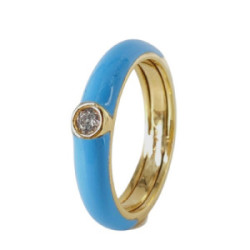 Anillo plata dorada esmalte azul cielo