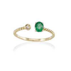 Anillo oro 18 k diamante esmeralda