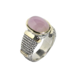 Anillo plata oro kunzita