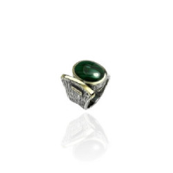 Anillo Styliano plata oro 9k malaquita