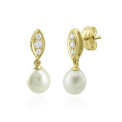 Pendientes oro 18k diamantes perlas