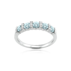 Alianza oro 18k aguamarina diamantes