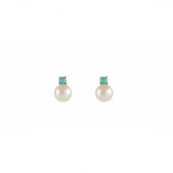 Pendientes oro 18 kt. Turquesa y perla.