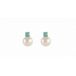 Pendientes oro 18 kt. Turquesa y perla.